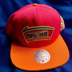 Mitchell & Ness San Antonio Spurs Snapback Hat Pink/Orange Unisex
